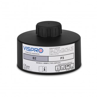 Filtro VISPRO 300B2P3 D R contra gases y vapores inorgánicos y partículas.